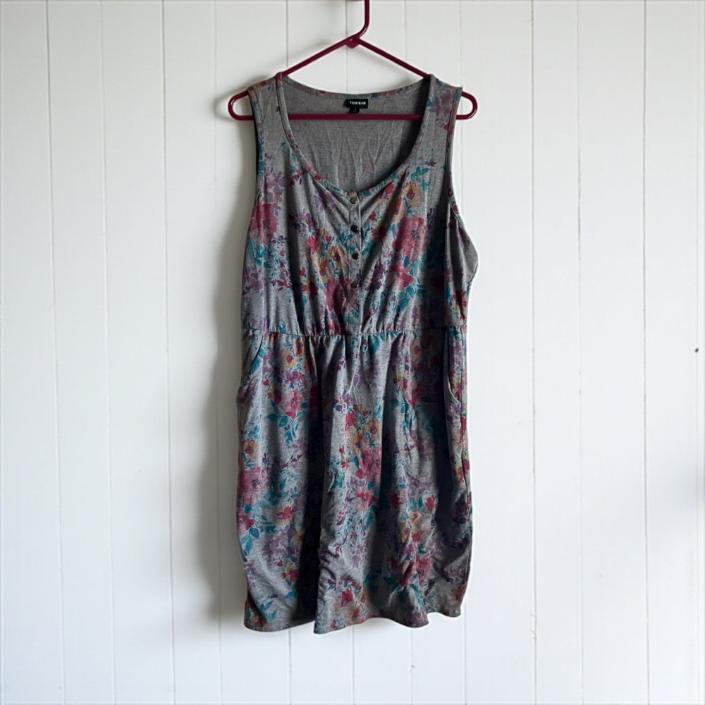 Torrid Women's Size 2 2X 18-20 Gray Floral Dress